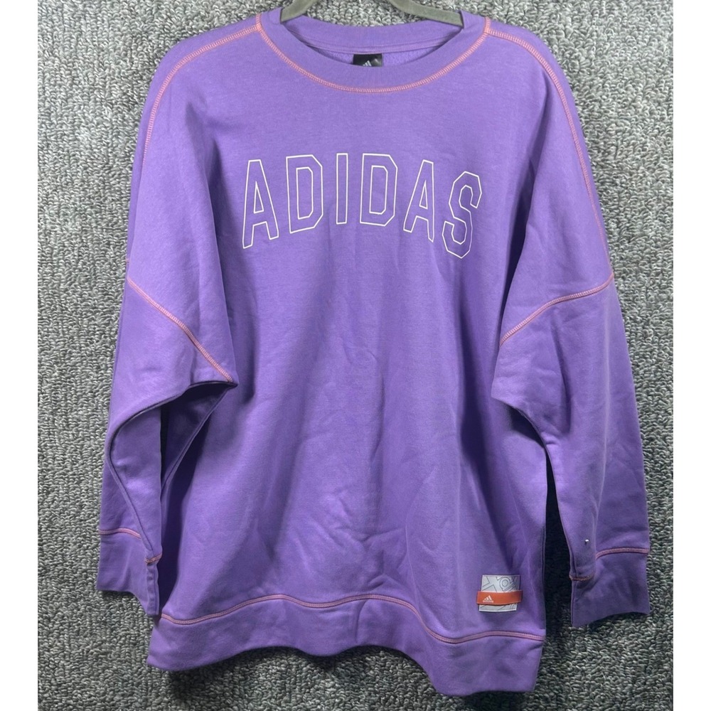 Adidas Sweatshirt Purple Logo Graphic Pullover Sporty Women 1X